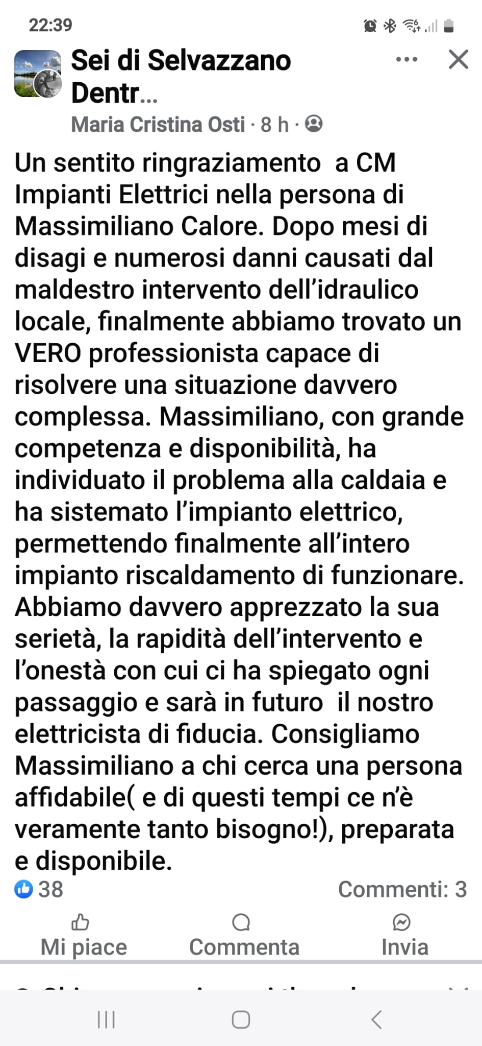 recensione di cliente privato